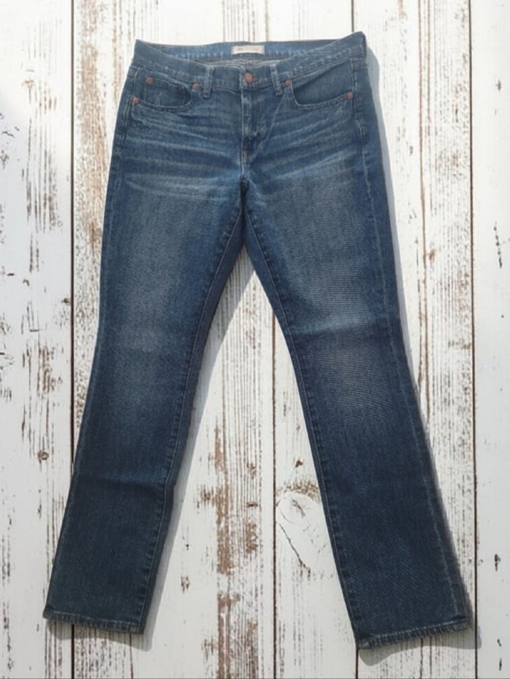 Madewell Slim Boyfriend Jeans Blue Vintage Wash Stretch Denim Boyjean 28 EUC